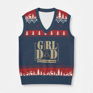 Girl Dad Her Protector Forever V-Neck Knit Sweater Vest New Dad Fathers Day Gift TS12 Navy Red Print Your Wear