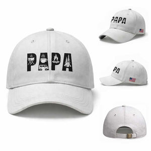 Camping Papa Baseball Cap Camper Dad Fathers Day Gift TS12 Baseball Cap Universal Fit White Print Your Wear