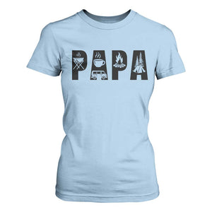 Camping Papa T Shirt For Women Camper Dad Fathers Day Gift TS12 Light Blue Print Your Wear