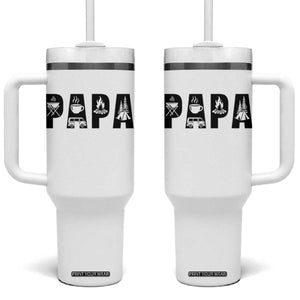 Camping Papa Tumbler With Handle Camper Dad Fathers Day Gift TS12 One Size: 40 oz White Print Your Wear