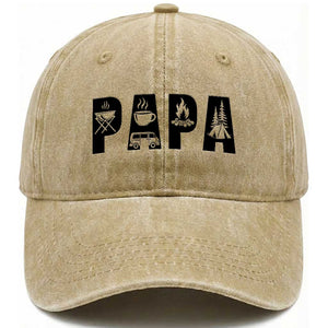Camping Papa Washed Cotton Baseball Cap Camper Dad Fathers Day Gift TS12 Print Your Wear