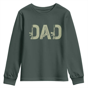 Gun Lover Dad Youth Sweatshirt Funny Hunter Dad Fathers Day Gift TS12 Dark Forest Green Print Your Wear