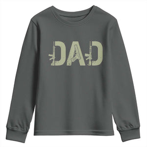 Gun Lover Dad Youth Sweatshirt Funny Hunter Dad Fathers Day Gift TS12 Dark Heather Print Your Wear