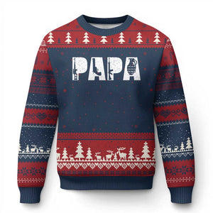 Proud Hunter Dad Ugly Christmas Sweater Funny Hunting Lifestyle Fathers Day Gift TS12 Navy Red Print Your Wear