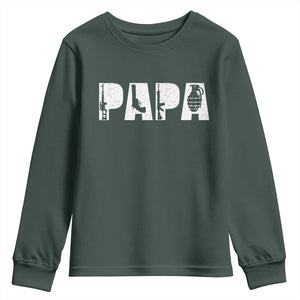 Proud Hunter Dad Youth Sweatshirt Funny Hunting Lifestyle Fathers Day Gift TS12 Dark Forest Green Print Your Wear