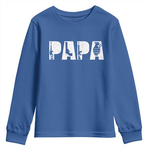 Proud Hunter Dad Youth Sweatshirt Funny Hunting Lifestyle Fathers Day Gift TS12 Royal Blue Print Your Wear