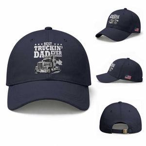 Best Truckin Dad Ever Baseball Cap Trucker Papa Fathers Day Gift TS12 Baseball Cap Universal Fit Navy Print Your Wear