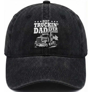 Best Truckin Dad Ever Washed Cotton Baseball Cap Trucker Papa Fathers Day Gift TS12 Print Your Wear