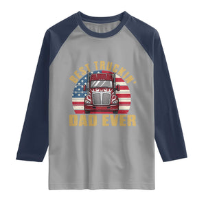 Best Truckin Dad Ever Raglan Shirt Funny Driver Fathers Day Gift TS12 Sport Gray Navy Print Your Wear
