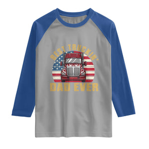 Best Truckin Dad Ever Raglan Shirt Funny Driver Fathers Day Gift TS12 Sport Gray Royal Print Your Wear