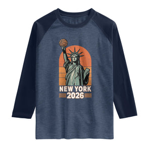 Vintage Statue Of Liberty Basketball Raglan Shirt New York Sports Lover