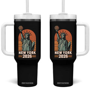 Vintage Statue Of Liberty Basketball Tumbler With Handle New York Sports Lover
