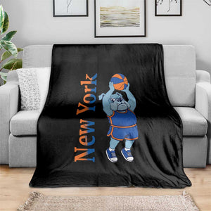 Funny Bulldog Playing Basketball Throw Blanket New York Pride
