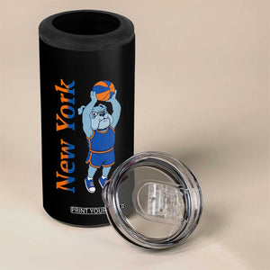 Funny Bulldog Playing Basketball 4 in 1 Can Cooler Tumbler New York Pride