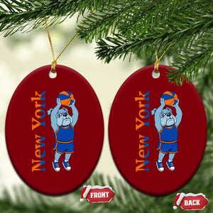 Funny Bulldog Playing Basketball Ceramic Ornament New York Pride