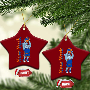 Funny Bulldog Playing Basketball Ceramic Ornament New York Pride