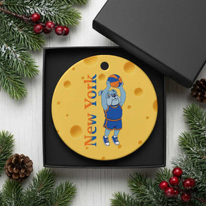 Funny Bulldog Playing Basketball Ceramic Ornament New York Pride