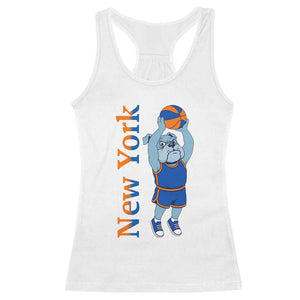 Funny Bulldog Playing Basketball Racerback Tank Top New York Pride