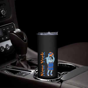 Funny Bulldog Playing Basketball Skinny Tumbler New York Pride