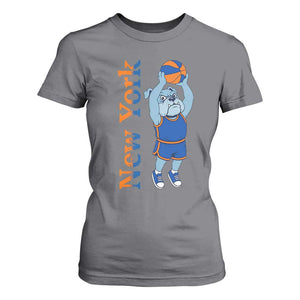 Funny Bulldog Playing Basketball T Shirt For Women New York Pride