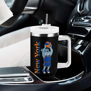Funny Bulldog Playing Basketball Tumbler With Handle New York Pride
