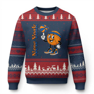Funny New York Pride Ugly Christmas Sweater Basketball Lover Fan Gift