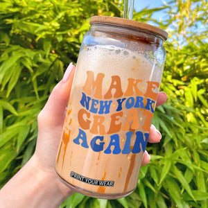 Make New York Great Again Glass Can Retro Wave Graphic TS12 Black Print Your Wear