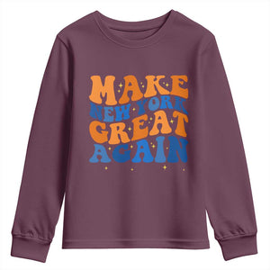 Make New York Great Again Youth Sweatshirt Retro Wave Graphic