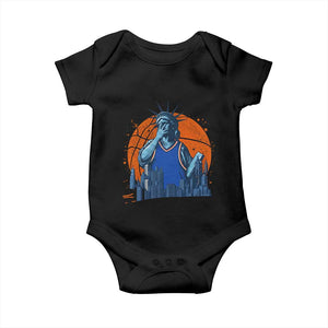 Funny Statue Of Liberty Hoops Fan Baby Onesie New York Sports Gift