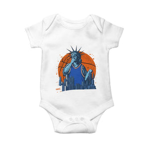 Funny Statue Of Liberty Hoops Fan Baby Onesie New York Sports Gift
