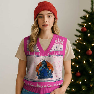 Funny Statue Of Liberty Hoops Fan V-Neck Knit Sweater Vest New York Sports Gift