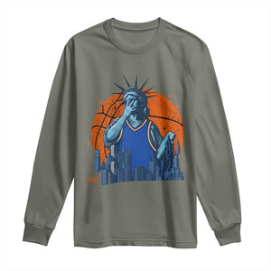 Funny Statue Of Liberty Hoops Fan Long Sleeve Shirt New York Sports Gift
