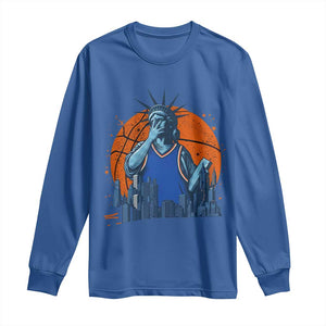Funny Statue Of Liberty Hoops Fan Long Sleeve Shirt New York Sports Gift