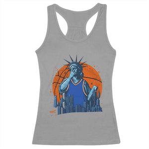 Funny Statue Of Liberty Hoops Fan Racerback Tank Top New York Sports Gift