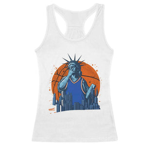 Funny Statue Of Liberty Hoops Fan Racerback Tank Top New York Sports Gift