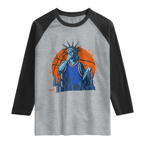Funny Statue Of Liberty Hoops Fan Raglan Shirt New York Sports Gift