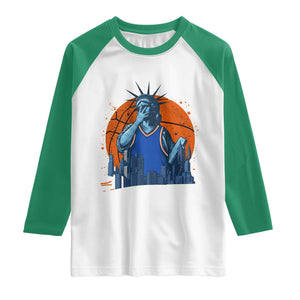 Funny Statue Of Liberty Hoops Fan Raglan Shirt New York Sports Gift