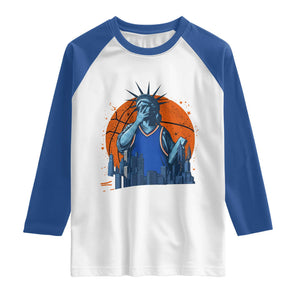 Funny Statue Of Liberty Hoops Fan Raglan Shirt New York Sports Gift