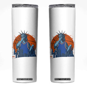 Funny Statue Of Liberty Hoops Fan Skinny Tumbler New York Sports Gift