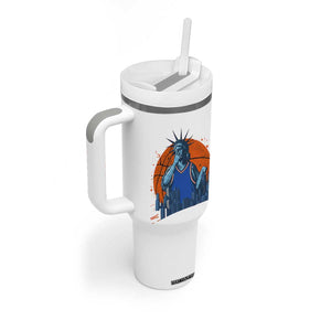Funny Statue Of Liberty Hoops Fan Tumbler With Handle New York Sports Gift