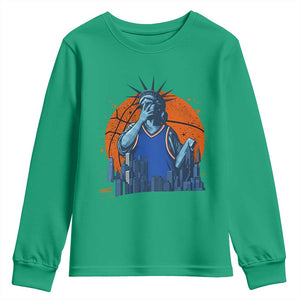 Funny Statue Of Liberty Hoops Fan Youth Sweatshirt New York Sports Gift