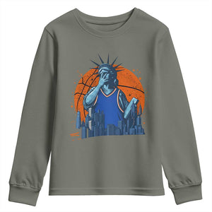Funny Statue Of Liberty Hoops Fan Youth Sweatshirt New York Sports Gift