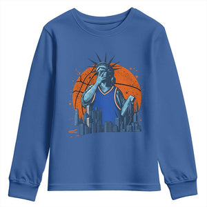 Funny Statue Of Liberty Hoops Fan Youth Sweatshirt New York Sports Gift