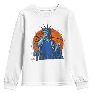 Funny Statue Of Liberty Hoops Fan Youth Sweatshirt New York Sports Gift