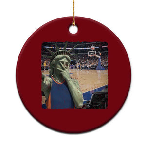 Funny Statue Of Liberty Basketball Selfie Graphic Ceramic Ornament