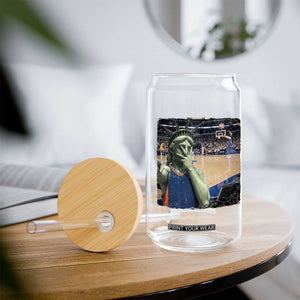 Funny Statue Of Liberty Basketball Selfie Graphic Glass Can