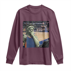 Funny Statue Of Liberty Basketball Selfie Graphic Long Sleeve Shirt
