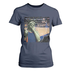 Funny Statue Of Liberty Basketball Selfie Graphic T Shirt For Women TS12 Navy Print Your Wear