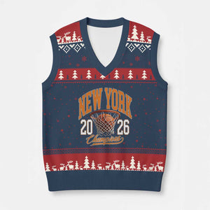 Vintage New York Champions 2026 V-Neck Knit Sweater Vest Hoops Fan Gift