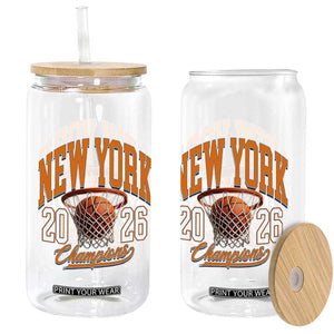 Vintage New York Champions 2026 Glass Can Hoops Fan Gift